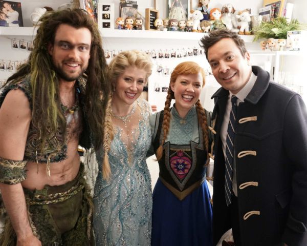 Jack Whitehall, Caissie Levy, Patti Murin, and Jimmy Fallon Photo